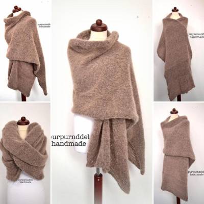 Schal, Strickschal, Tuch, XXL Tuch, Umhang, Decke, beige