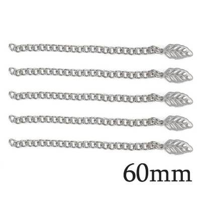 5x Verlängerungsketten aus Edelstahl mit einem Blatt Charm Anhänger 