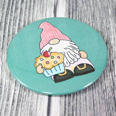 Niedlicher Kühlschrankmagnet Ø 58mm Zwerg Gnom Backen Muffins Kuchen Notizen Geschenkidee 