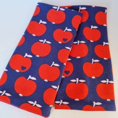 Armstulpen aus Jersey - ÄPFEL in rot-blau mit rot - von he-ART by helen hesse