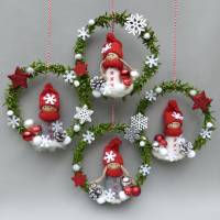 Fensterdeko, Fensterschmuck Winter Advent-Weihachts-Deko, Kranz mit Winter-Wichtel