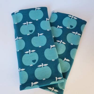 Armstulpen aus Jersey - ÄPFEL in mint-petrol mit petrol - von he-ART by helen hesse