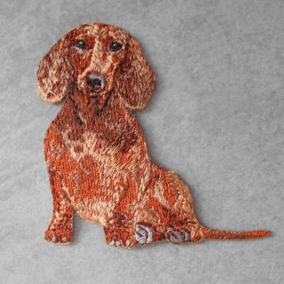 Dackel Hund Patch zum Aufbügeln – Gestickter Aufnäher für Kleidung & Accessoires
