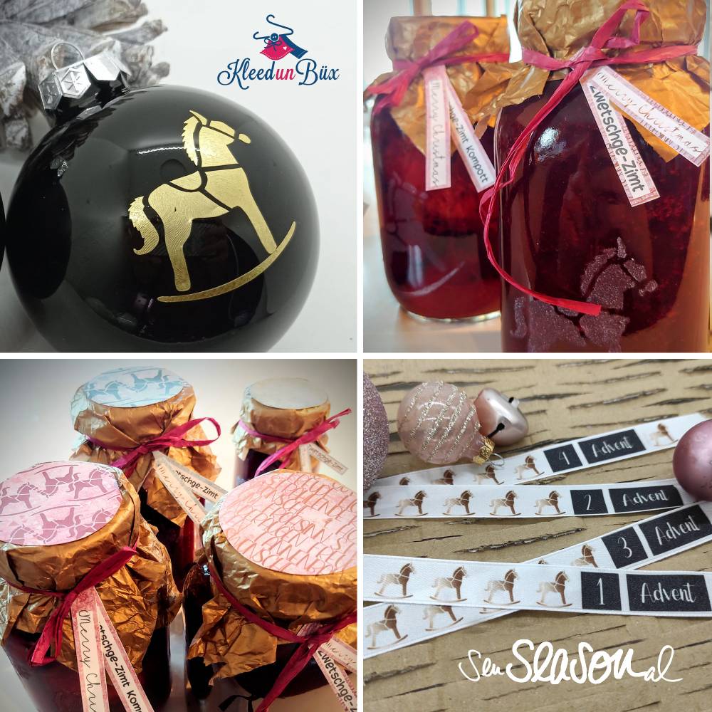 Digipapierset Schaukelpferd, weihnachtliches Papier mit vielen Digistamps und Schneidedateien, Design von senSEASONal Bild 6