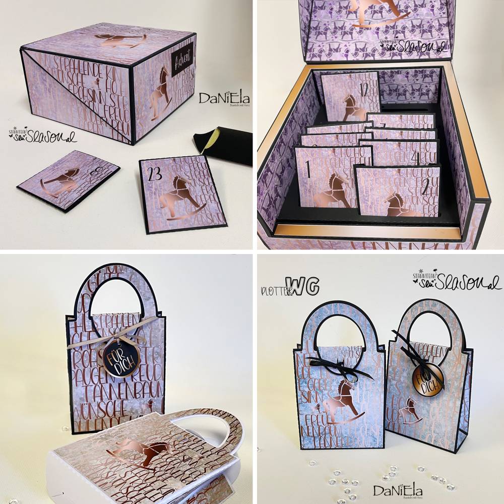 Digipapierset Schaukelpferd, weihnachtliches Papier mit vielen Digistamps und Schneidedateien, Design von senSEASONal Bild 7