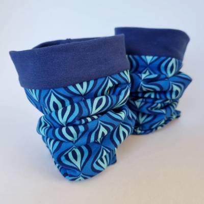 Armstulpen aus Jersey - OVALE in blau-hellblau mit dunkelblau - von he-ART by helen hesse