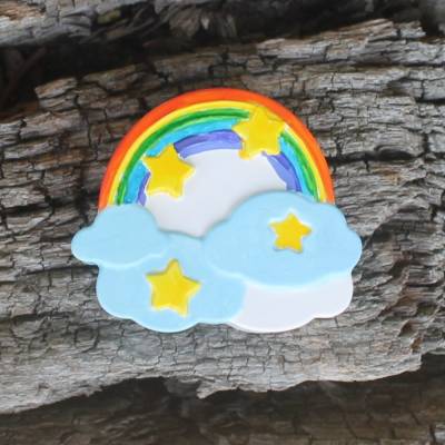 Kleiner Regenbogen für Gedenkecke oder Grabschmuck handbemalt (Kunststein)