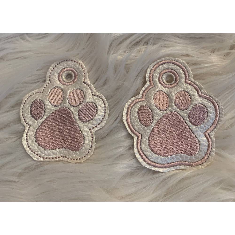 Stickdatei Schlüsselanhänger, Taschenbaumler, Pfote, Hund, Katze, Maschinenstickerei Set 760 Bild 2