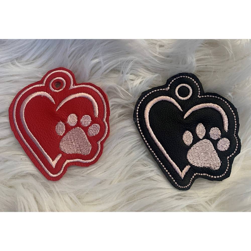 Stickdatei Schlüsselanhänger, Taschenbaumler, Pfote, Hund, Katze, Maschinenstickerei Set 760 Bild 3