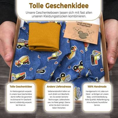 Geschenkbox braun Größe XL 30,5 x 22 x 4 cm mit Jutegarn und Karte nach Wahl ==> Baby Geschenk Geburt Taufe