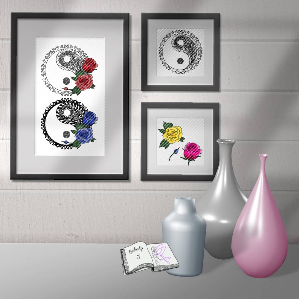 Digiset und Plott Yin und Yang mit Rosen Bild 1