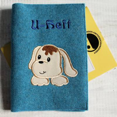 Bestickte U-Heft Hülle aus Filz "Hund" inkl. Wunschnamen *individuell angefertigt