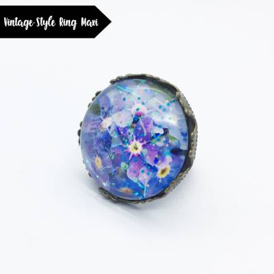 Romantische Vergissmeinnicht im Vintage-Style Fingerring