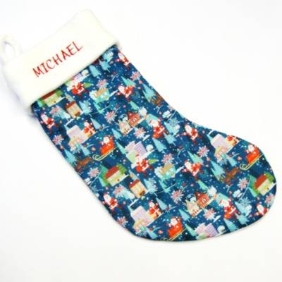 Großer Nikolausstiefel Nikolaussocke Nikolausstrumpf handgefertigt Nikolaus mit Schlitten personalisierbar mit Namen   
