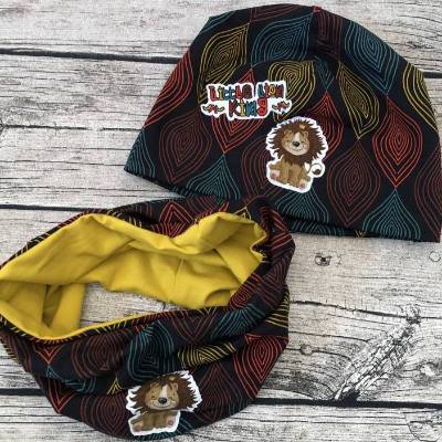 wunderschönes Set aus Mütze gr.53-55 & Loop / Schal kleiner Löwe