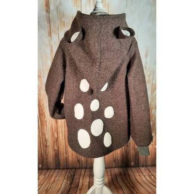 Walkjacke im Rehdesign - ungefütterte Version, Gr. 68 bis 134; 100% Schurwolle; gr. Farbauswahl, Walkkleidung f. Kinder