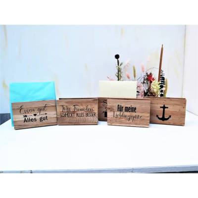 Serviettenhalter aus Holz mit Spruch