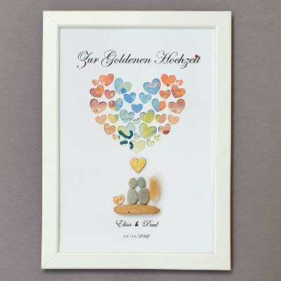 Personalisiertes Geldgeschenk zur Goldenen Hochzeit, Steinbild Goldene Hochzeit, Geschenk 50.Hochzeitstag