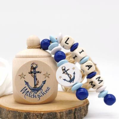 Zahndose mit Name Anker Junge Maritim Milchzahndose Geschenkidee