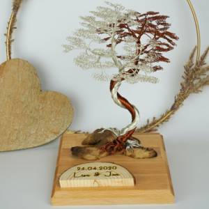 Drahtbaum, Verlobung Geschenk personalisierbar - einzigartiges  Verlobungsgeschenk - Hochzeitsgeschenk aus Holz und Draht