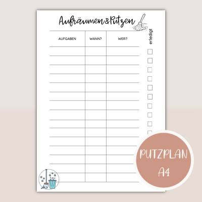 Aufräumplan, Aufgabenliste zum Ausdrucken