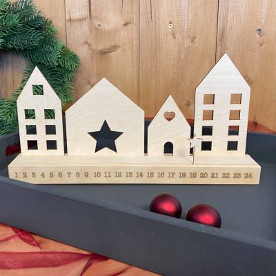 Adventskalender aus Holz – Skandinavische Häuser zum Gestalten