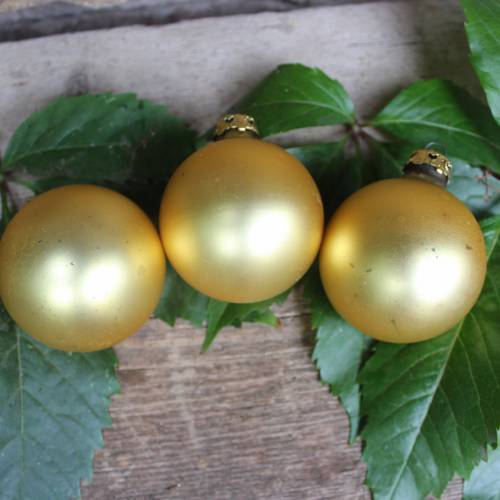 3 alte Christbaumkugeln matt Gold Christbaumschmuck Vintage 80er 90er Jahre