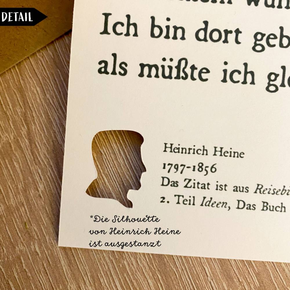 Heinrich Heine Zitat Karte inklusive Briefumschlag Bild 2