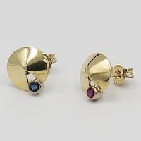 Exklusive Gold-Ohrstecker (585) mit Rubin und Safir