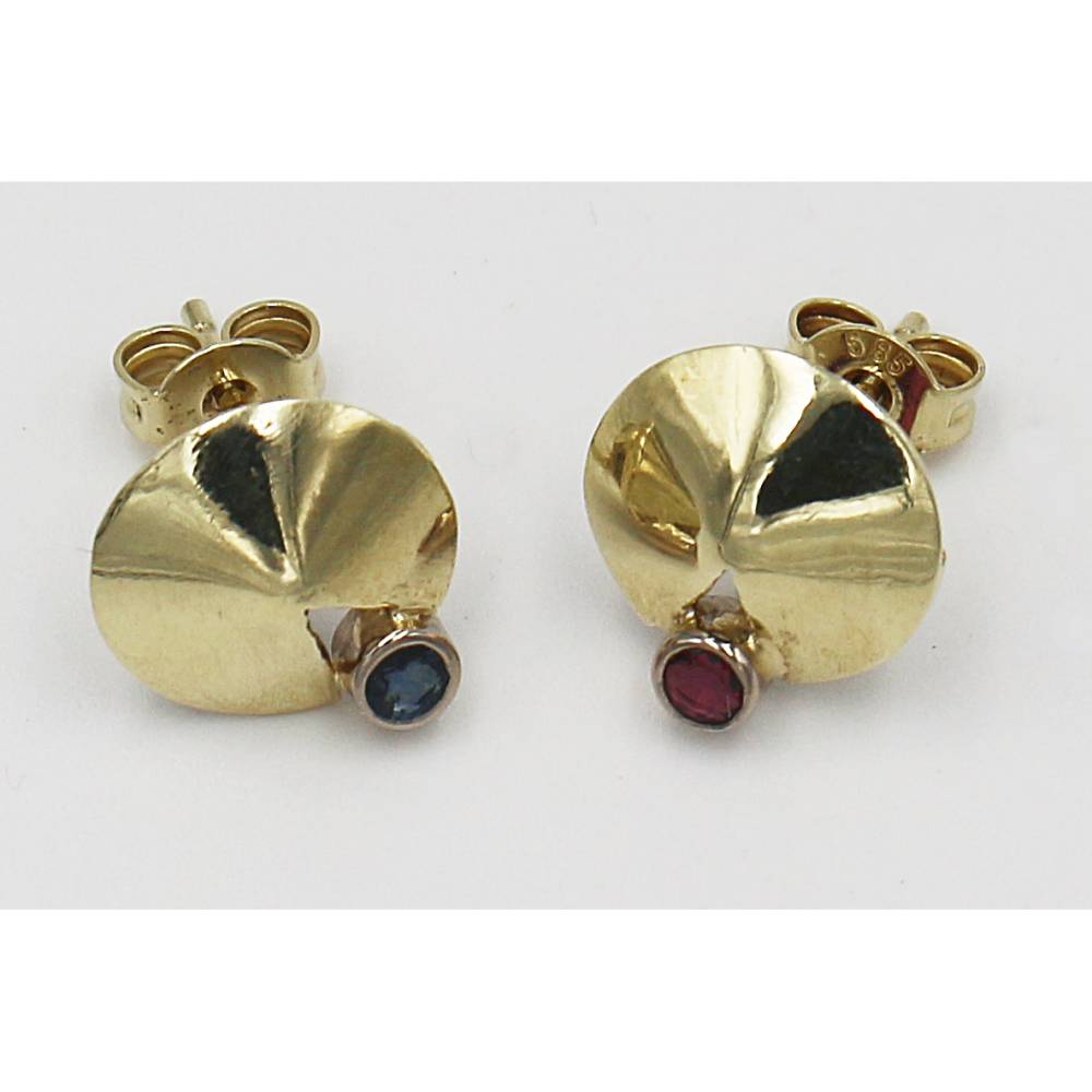 Exklusive Gold-Ohrstecker (585) mit Rubin und Safir Bild 2