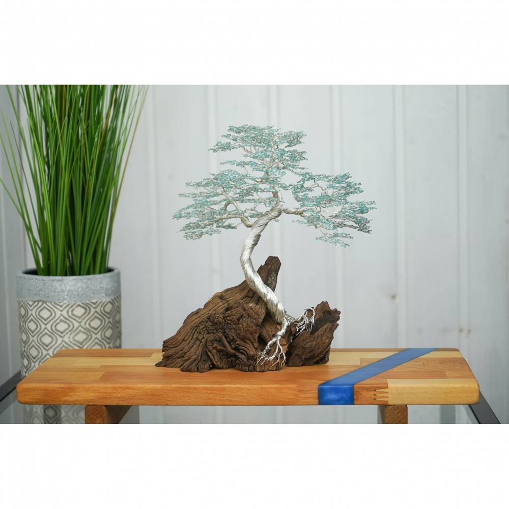 Drahtbaum, Bonsai Dekoration fr Wohnzimmer, Deko Bonsai mit Blttern,  Geschenkidee Baum Bonsai