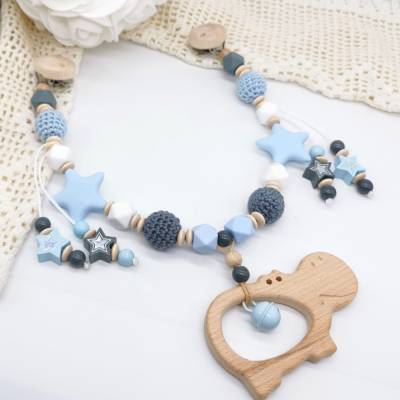 Kinderwagenkette Junge Hippo Blau Wagenkette