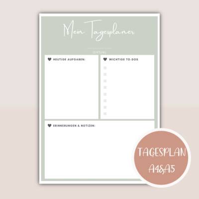 Tagesplan, Tagesplaner zum Ausdrucken in A4 und A5