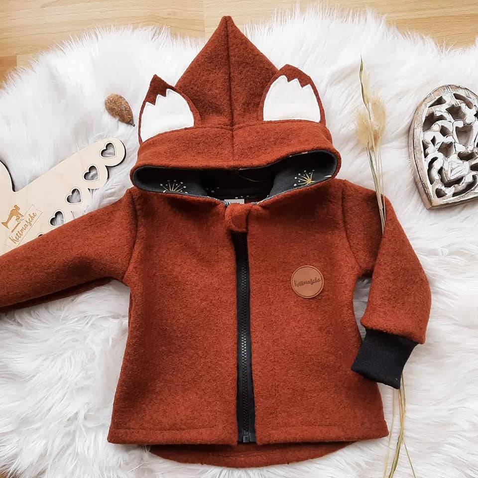 Walkjacke Fuchs- ungefütterte Version, Gr. 68 bis 134; 100% Schurwolle; große Farbauswahl, Walkkleidung für Kinder Bild 4