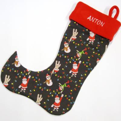 Großer Nikolausstiefel Nikolaussocke Nikolausstrumpf handgefertigt mit Nikolaus,Lichterkette,Schneemann personalisierbar