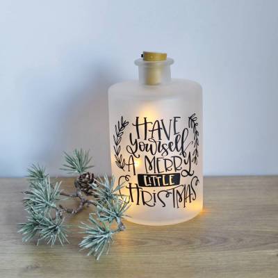 Flaschenlicht "merry little Christmas" aus der Manufaktur Karla