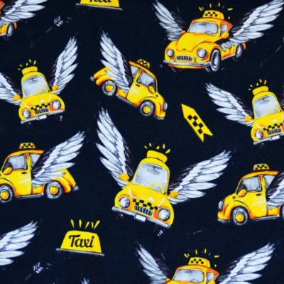 Sweat French Terry mit fliegendem Taxi Flying Taxi 50 x 150 cm Nähen Stoff