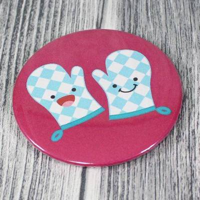 Niedlicher Kühlschrankmagnet Ø 58mm Topfhandschuh Backhandschuh Küche Kawaii Geschenkidee Pinnwand Er