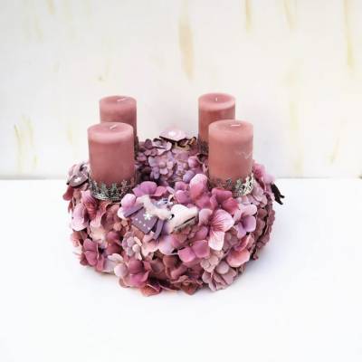 Adventskranz haltbar in altrosa