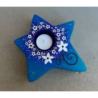 Handbemalter Teelichtstern FLOWERSTAR 