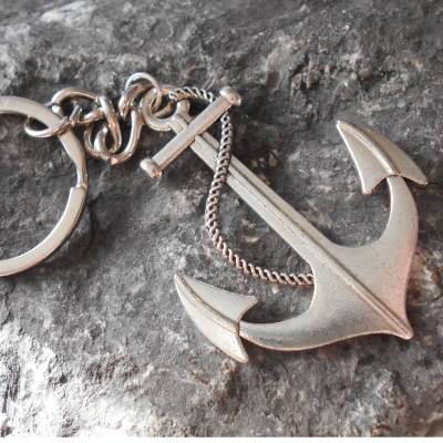 Großer Anker Schlüsselanhänger versilbert – Maritimes Accessoire für Fans