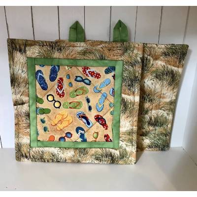 Topflappen aus Stoff, Patchwork-Topflappen Dünen-Spaziergang