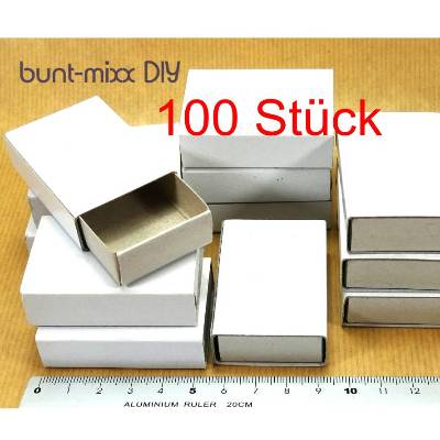 100 Mini-Schachteln, weiß, Schiebeschachteln, Basteln Scrapbooking, Aufbewahren, Adventskalender diy