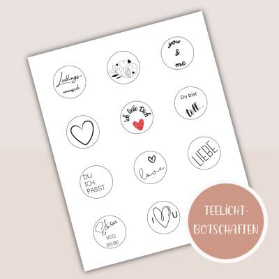 Teelichtbotschaften Liebe, Teelichtbotschaft zum Ausdrucken