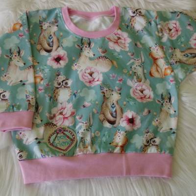 Oversize Pulli Gr.92 Boho-Tiere