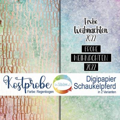 Kostprobe Digipapier Schaukelpferd von senSEASONal, Variante Regenbogen zum Testen ob dir meine Papiere gefallen