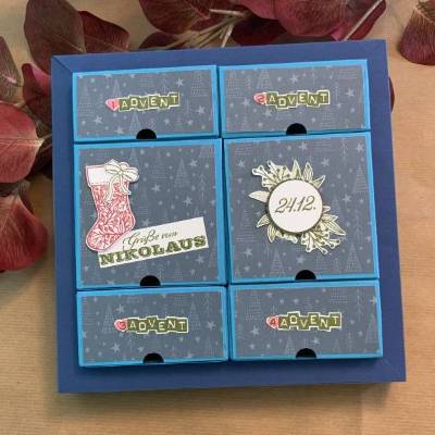 Adventskalender 4 Adventssonntage + Nikolaus & Heiligabend im Rahmen, Weihnachten, Adventszeit, Handarbeit, Stampin’Up!