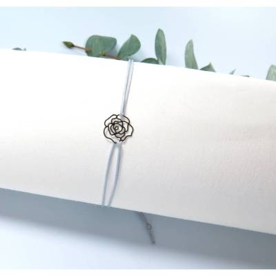 zartes Armband silberfarben Blume Freundschaftsarmband Farbwahl 25 Farben Makramee