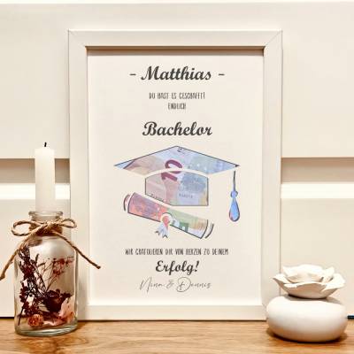 Personalisiertes Geldgeschenk Abschluss – Bilderrahmen zur Motivation & Erinnerung (Abitur, Bachelor, Master, Staatsexamen, Ausbildung)