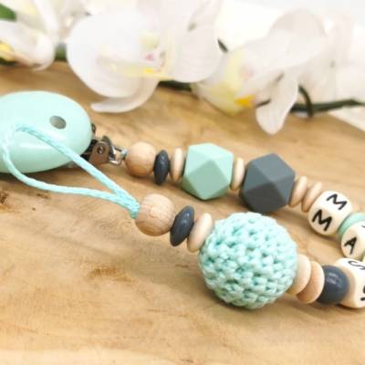 Schnullerkette mit Name Junge Mint 